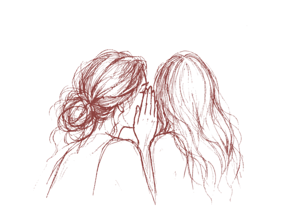 Illustration of two people sharing a secret